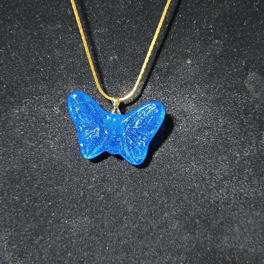Fused Glass Pendant, Blue Butterfly