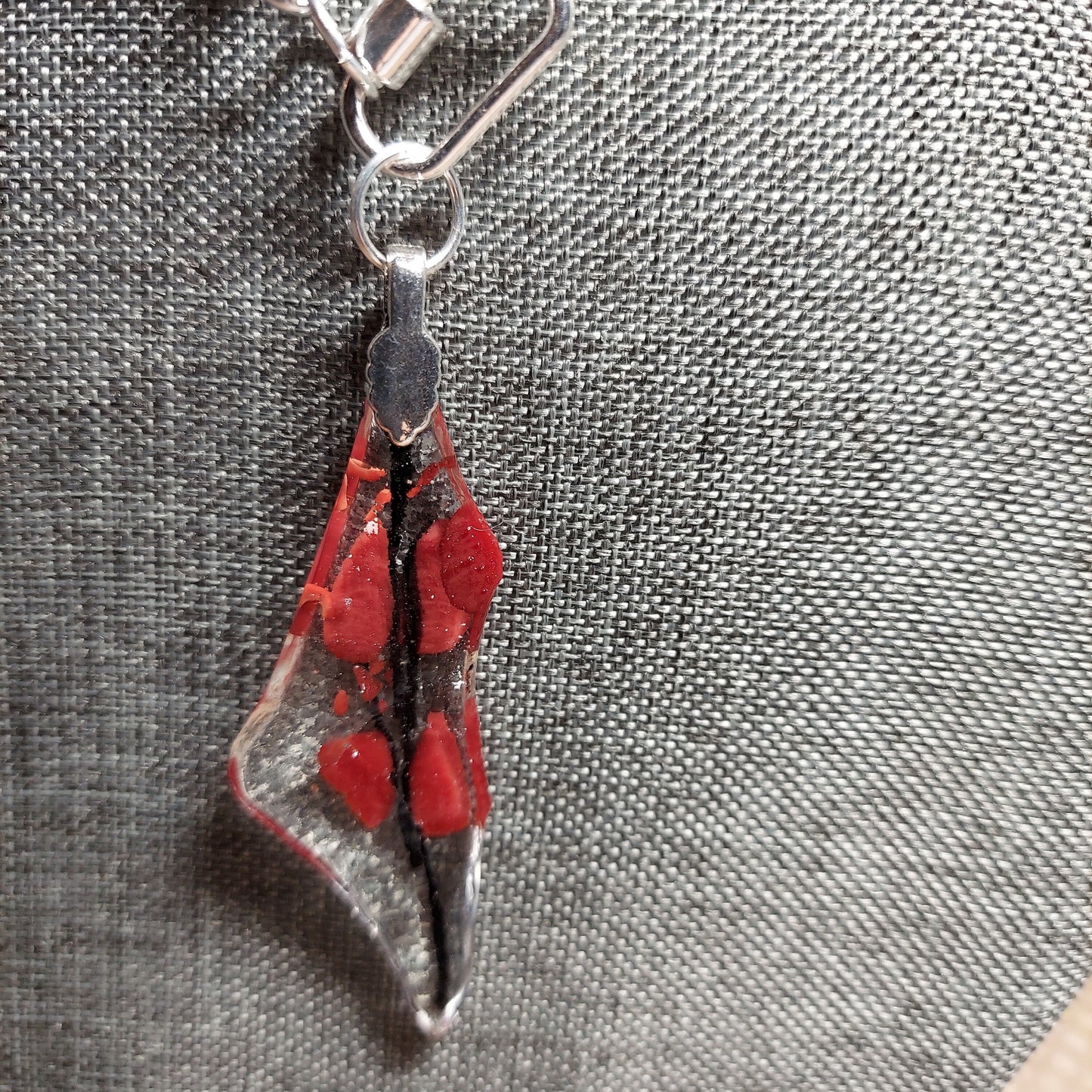 Fused Glass Abstract Red/Clear Pendant